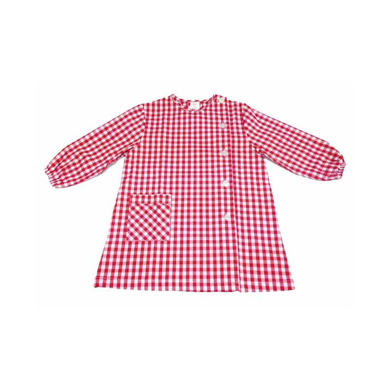 Bata escolar básica roja con abrochado lateral - Uniformes para niños de escuelas y guarderías - Babis