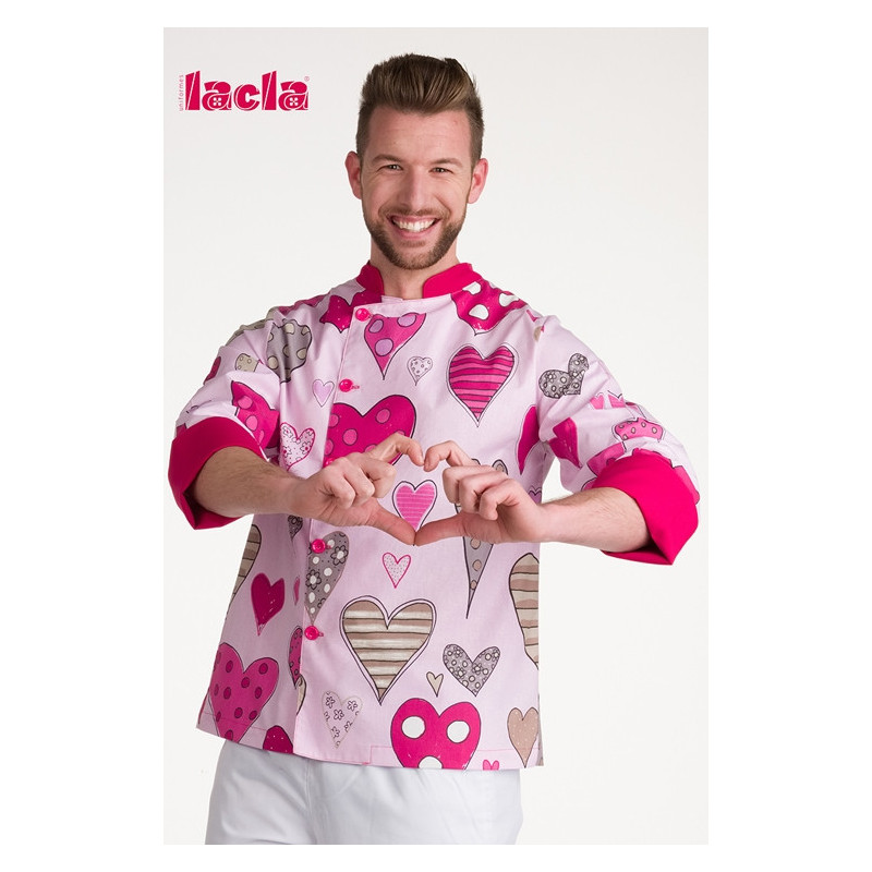 Chaqueta de cocina estampado corazones - Uniformes hostelería casadelasbatas.com