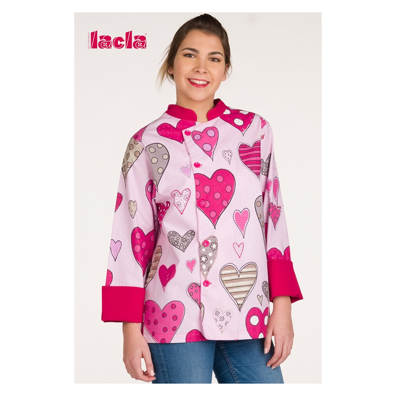 Chaqueta de cocina estampado corazones - Uniformes hostelería casadelasbatas.com
