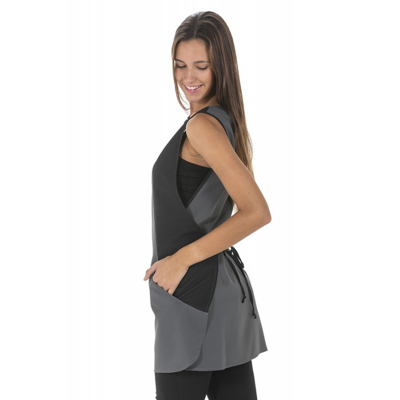 Estola laboral de microfibra soft gris con detalles negros Dyneke - Uniformes para comercios