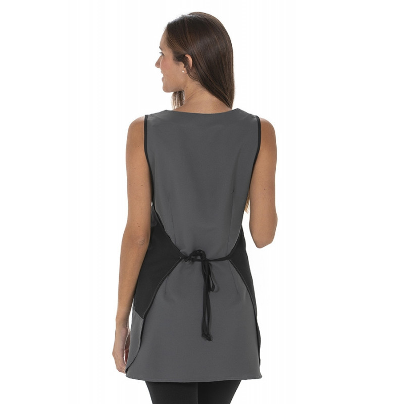 Estola laboral de microfibra soft gris con detalles negros Dyneke - Uniformes para comercios
