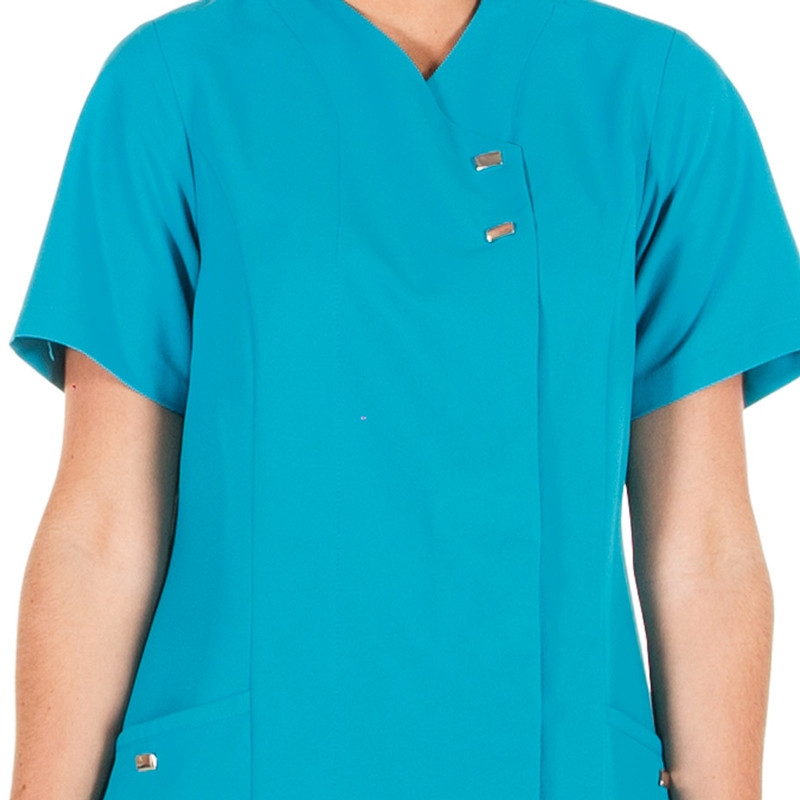 Casaca laboral turquesa Elena con corchetes Gary's - casadelasbatas.com