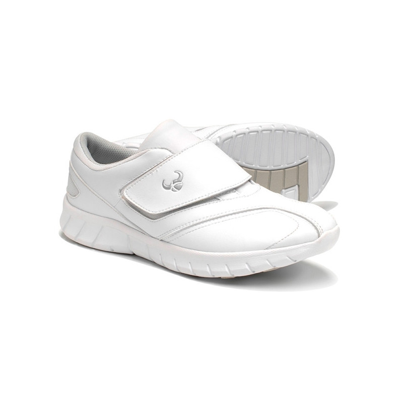Zapato unisex blanco ajustable con velcro Bo Suecos - casadelasbatas.com