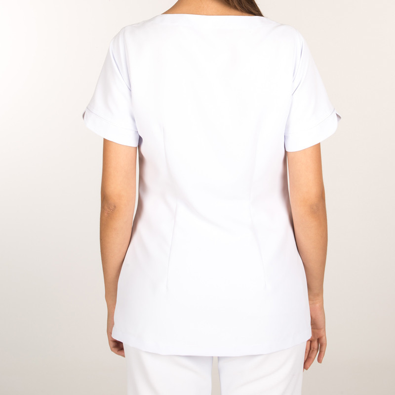 Casaca mujer microfibra blanca Samoa - Uniformes para peluquería, spa y estética Syra's