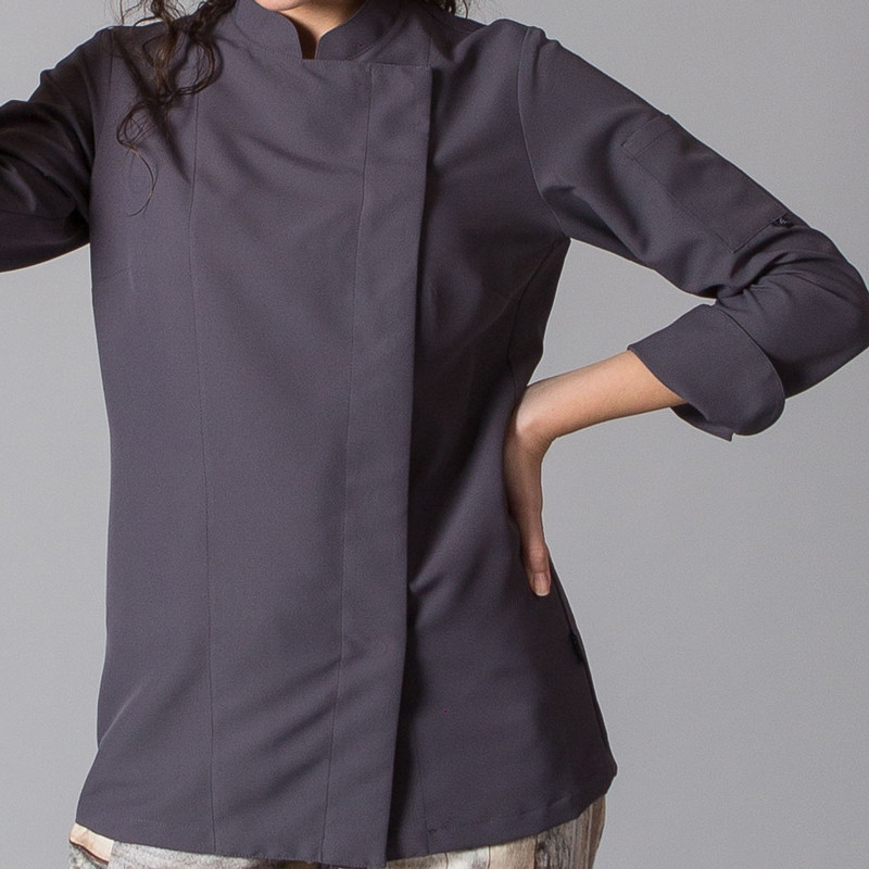 Chaqueta cocinera de microfibra gris marengo Miranda - Gary's