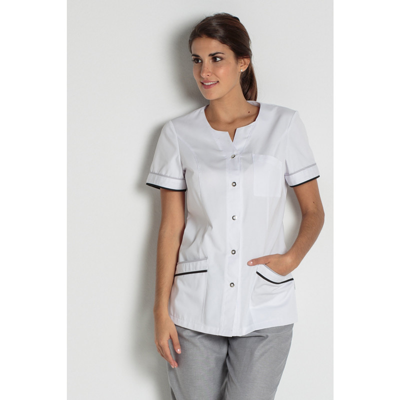 Chaqueta manga corta vivos negro - Uniformes enfermera, farmacias y clínicas - Ropa de trabajo