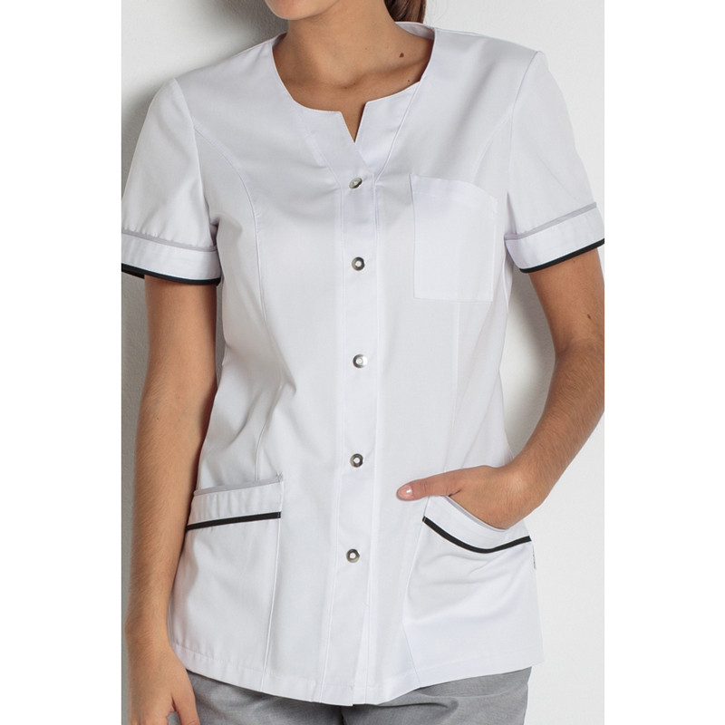Chaqueta manga corta vivos negro - Uniformes enfermera, farmacias y clínicas - Ropa de trabajo