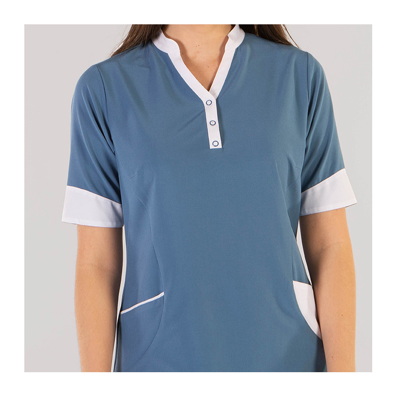 Camisola sanitaria Susan de microfibra elástica azul grisáceo - Gary's