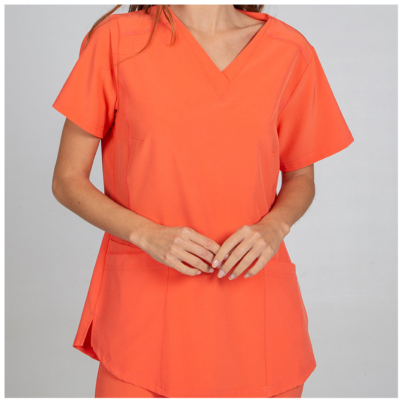 Camisola sanitaria color coral de mujer microfibra 360 Rosalía - Gary's