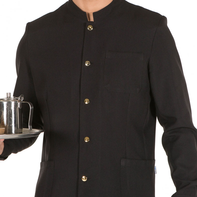 Chaqueta hostelería hombre mao negra con botón dorado - Gary's 963300