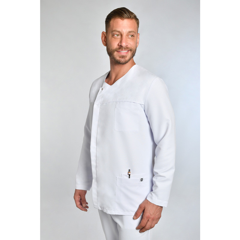 Chaqueta laboral de hombre microfibra blanca - Dyneke