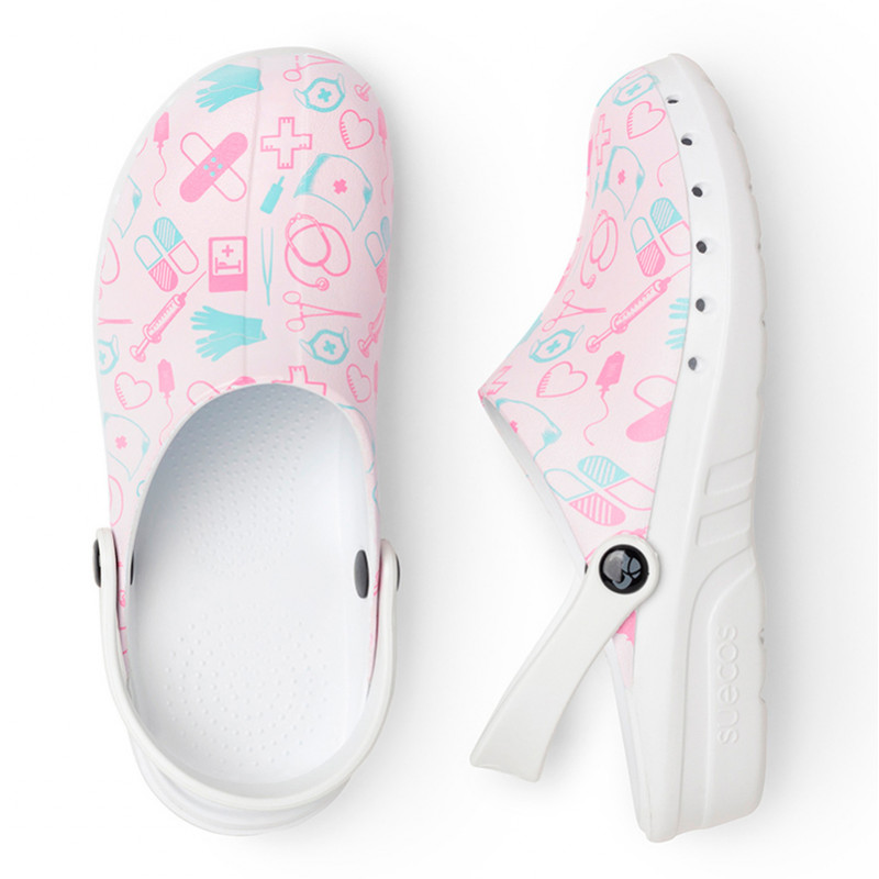 Zueco enfermera Oden Fusion estampado Medical rosa - Suecos