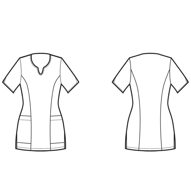 Camisola sanitaria de mujer con cuello llave Tiffany azul blu  - Uniformes para enfermeras