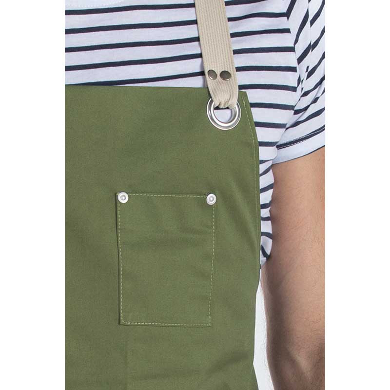 Delantal con peto verde caqui cruzado por detrás - Dyneke 8164469