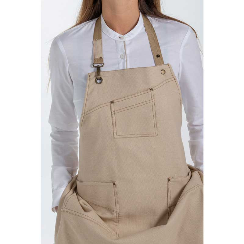 Delantal Eco beige con peto y mosquetón - Dyneke 8400317