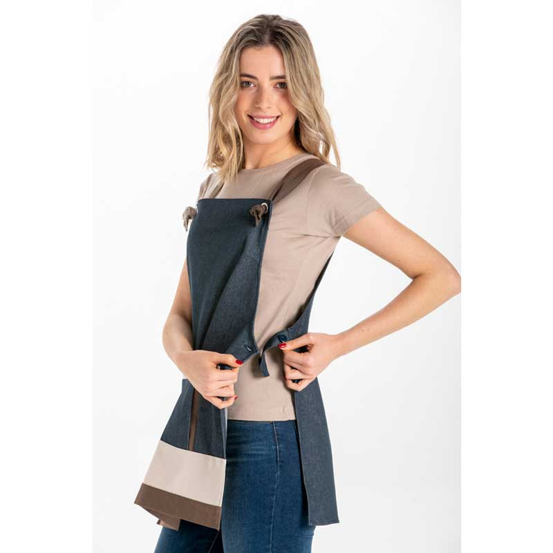 Estola tejana con detalles beige y marrón con botón lateral - Dyneke 8474387