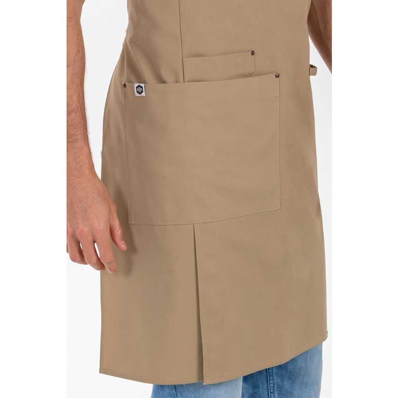 Delantal restauración con peto beige cruzado por detrás - Dyneke 8164459