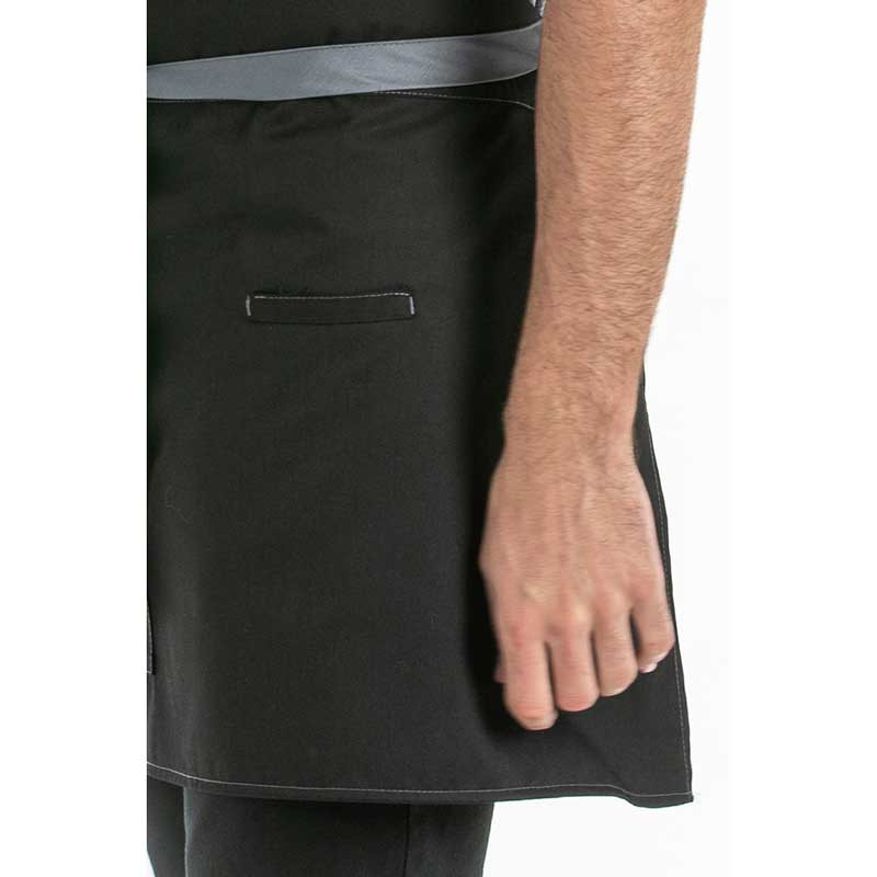 Mandil sin peto para  camarero negro con cintas color gris - Dyneke 8166468