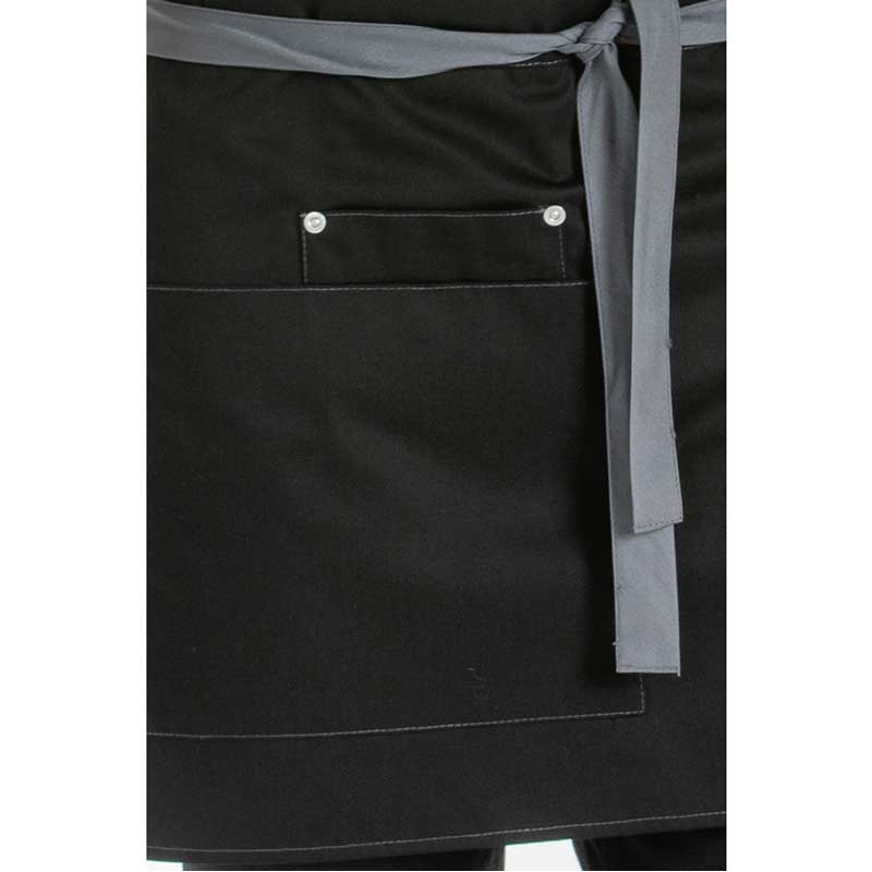 Mandil sin peto para  camarero negro con cintas color gris - Dyneke 8166468