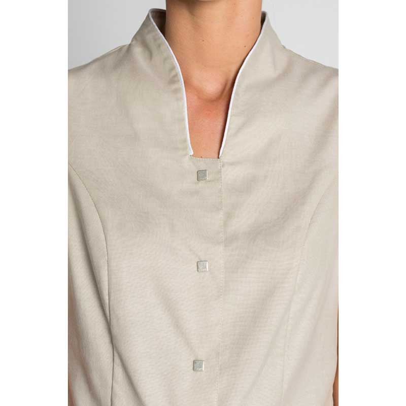 Chaqueta beige escote alto de manga corta - Dyneke 8020824
