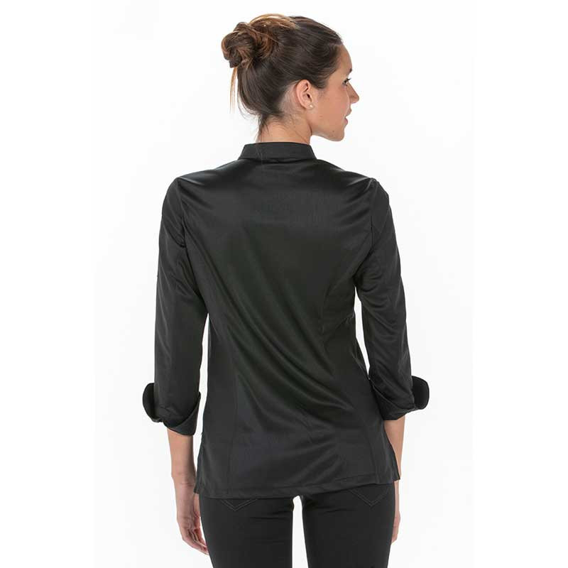 Chaqueta de cocinera de microfibra negra - Dyneke 8593578