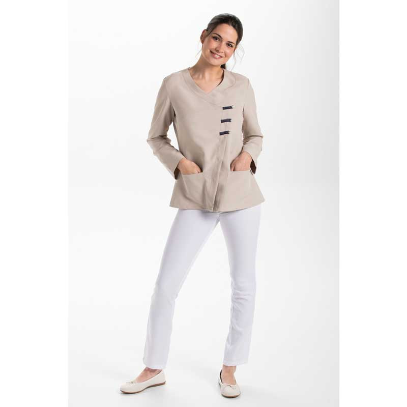 Chaqueta laboral beige de manga larga con presillas marino - Dyneke 8258569