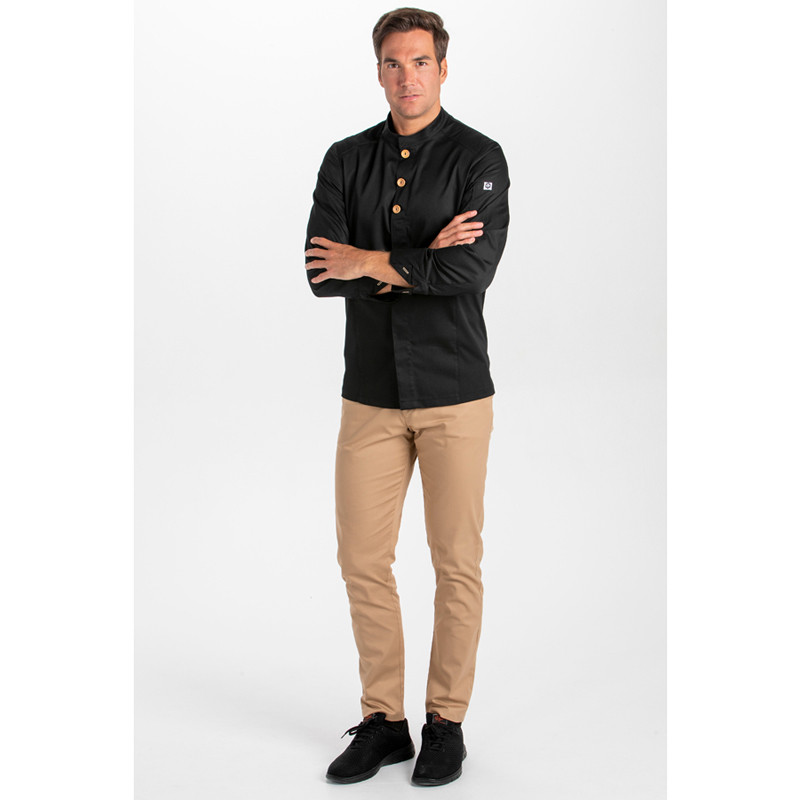 Chaqueta negra hostelería botón madera - Dyneke 8801701
