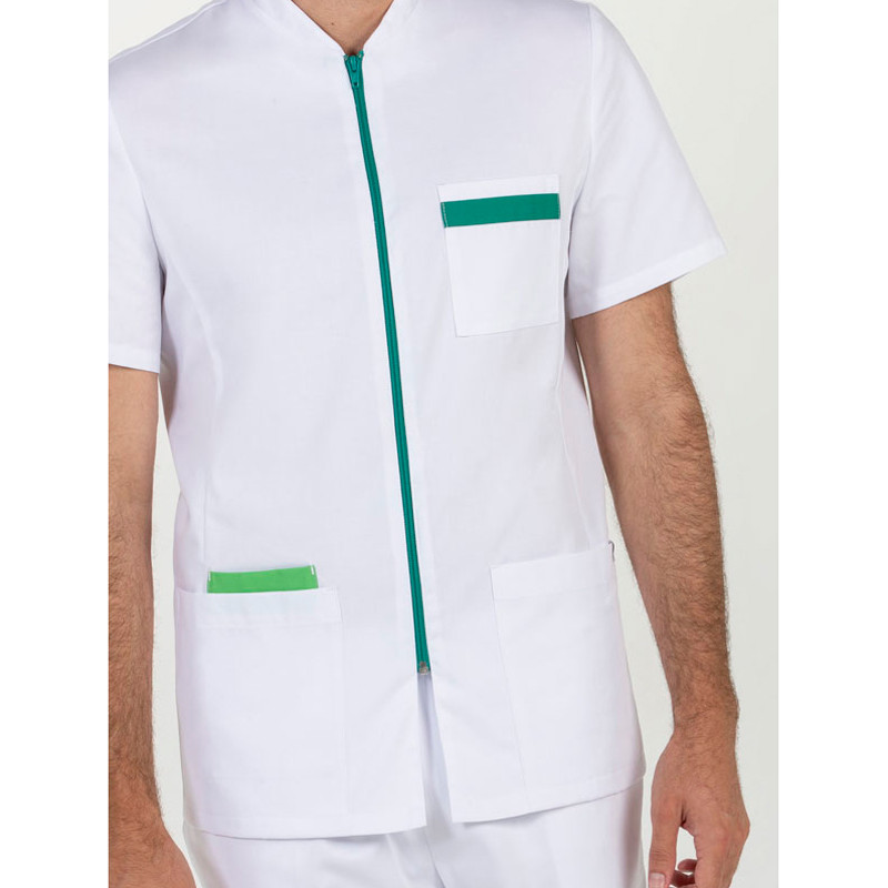 Chaqueta farmacia hombre manga corta contraste verde - Dyneke 8262873