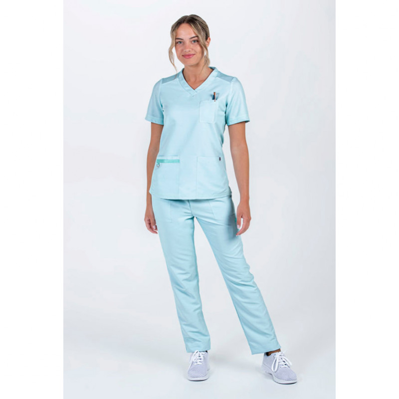 Camisola pico sanidad microfibra punto verde manzana - Dyneke 8265522