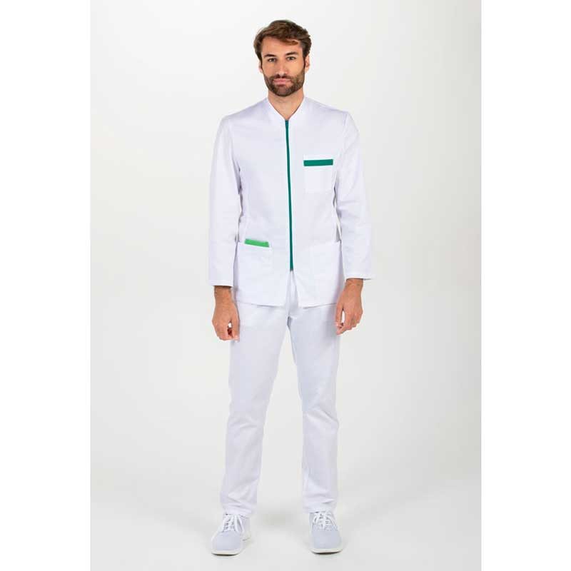 Chaqueta farmacia manga larga contraste verde - Dyneke 8073873