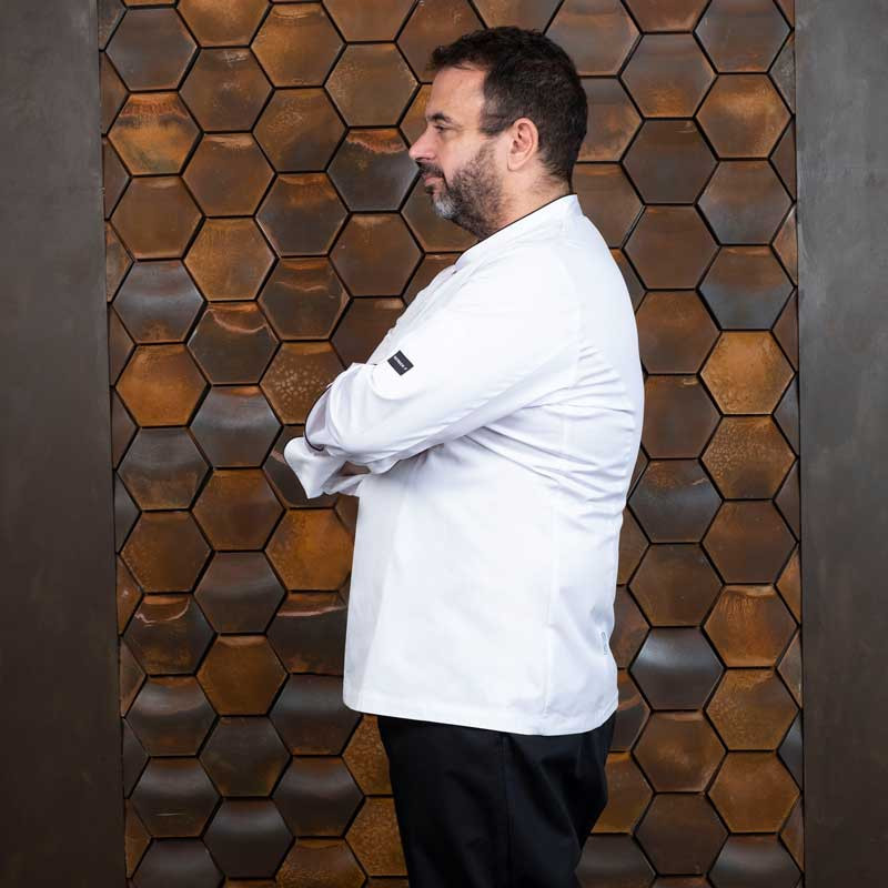 Chaqueta chef Icaro blanca con vivo negro - Gastrochef