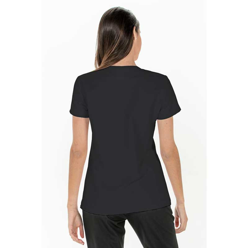 Chaqueta peluquera de  microfibra negra presillas doradas - Dyneke 8240571