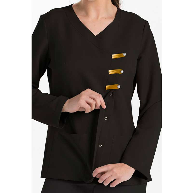 Chaqueta peluquera de de manga larga con presillas doradas - Dyneke 8258571