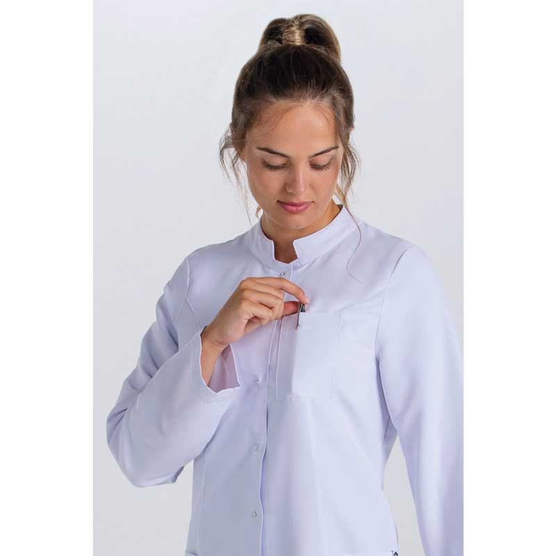 Bata laboratorio de microfibra para mujer cuello mao - Dyneke