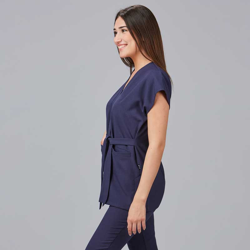 Casaca para estética de mujer Loto X.Linen azul marino - Gary's 600027