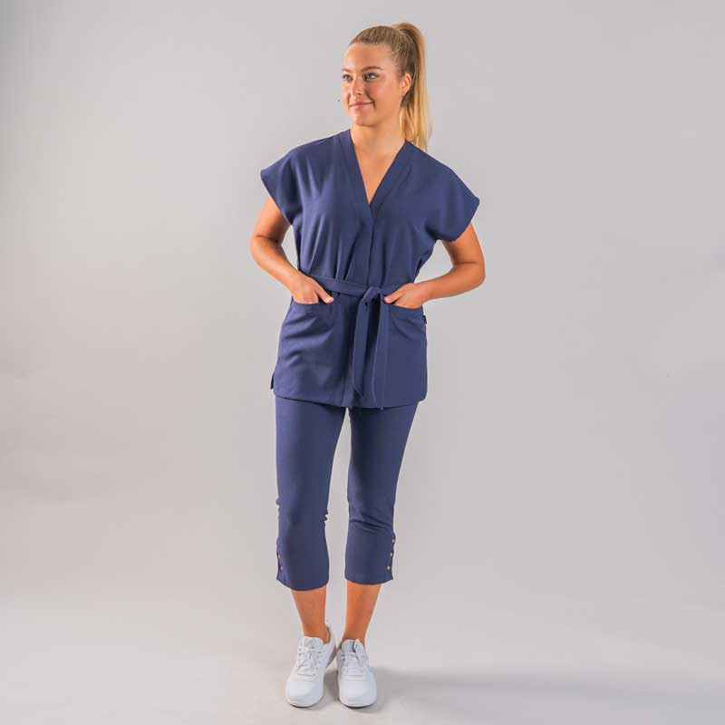 Casaca para estética de mujer Loto X.Linen azul marino - Gary's 600027