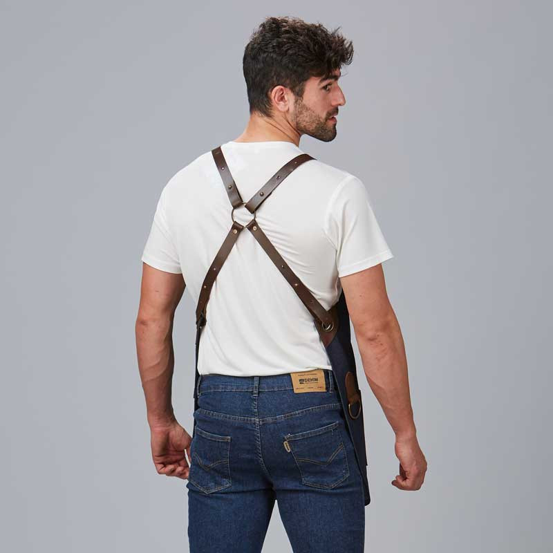 Delantal vaquero combinado con piel reciclada - Gary's 100004