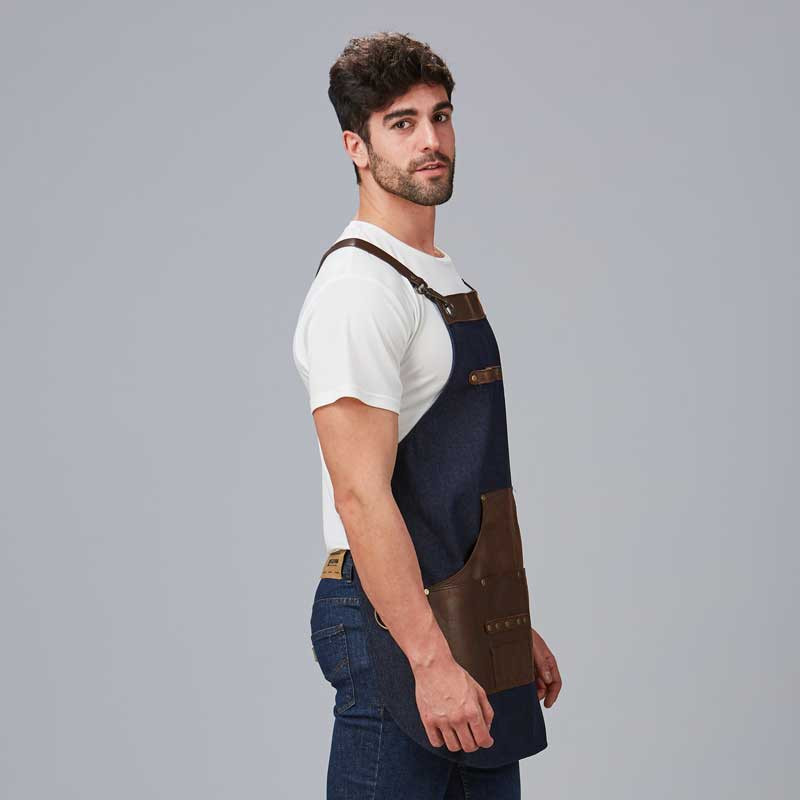 Delantal vaquero combinado con piel reciclada - Gary's 100004