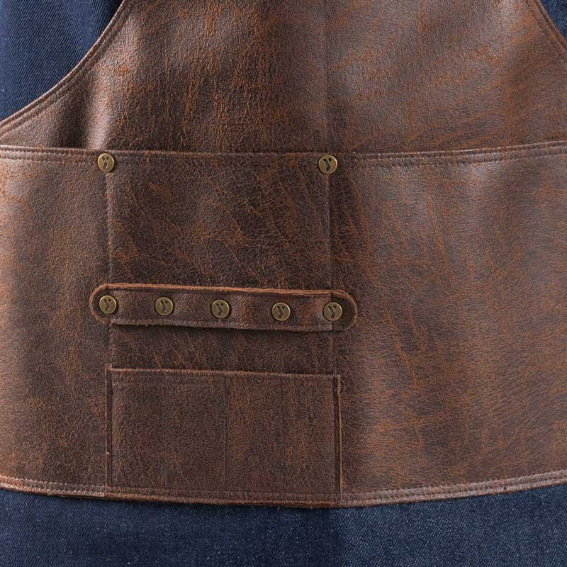 Delantal vaquero combinado con piel reciclada - Gary's 100004