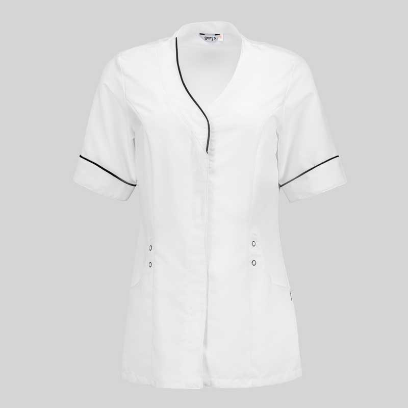Blusa laboral para centros de estética de microfibra blanca Cinta - Uniformes de trabajo
