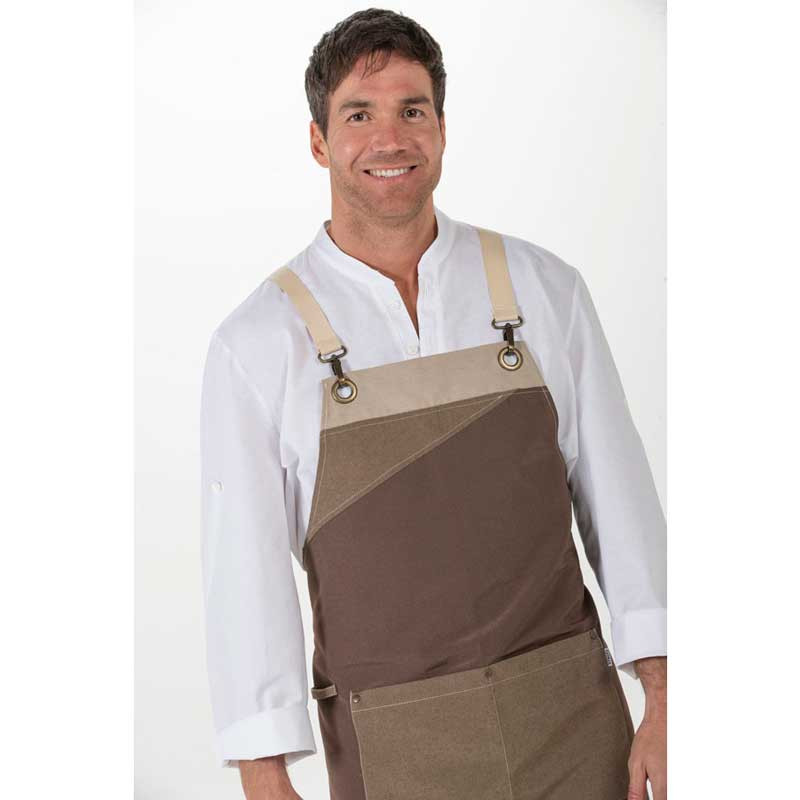 Delantal peto loneta tricolor marrón - Dyneke 8128381