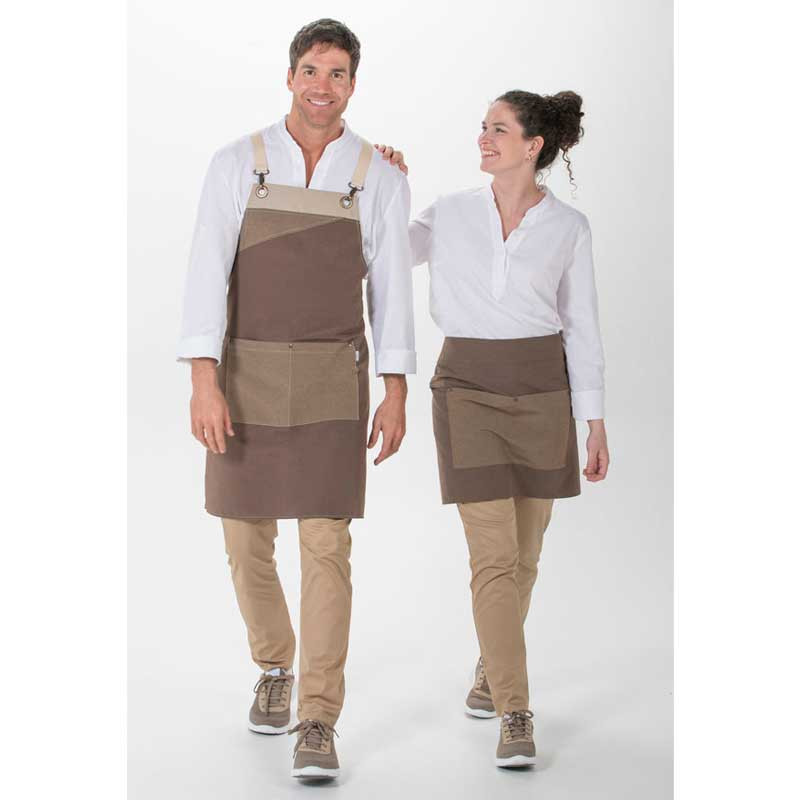 Delantal peto loneta tricolor marrón - Dyneke 8128381