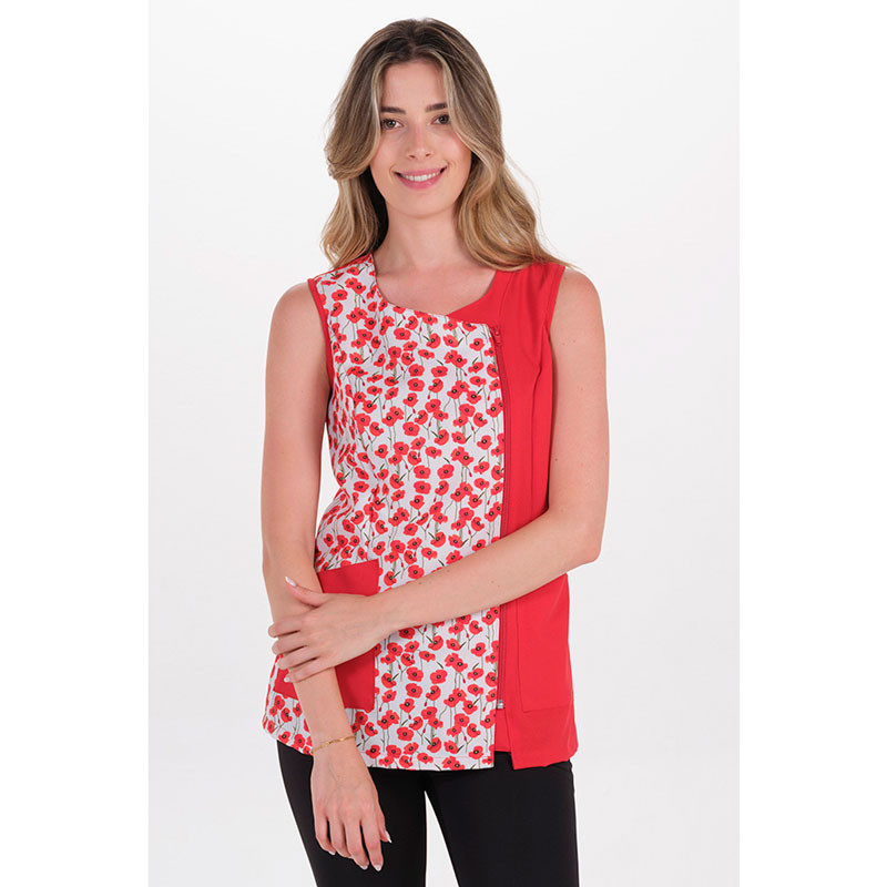 Chaqueta sin mangas roja amapolas - Dyneke 8120721