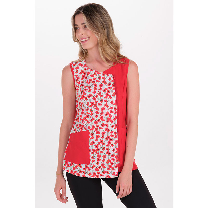 Chaqueta sin mangas roja amapolas - Dyneke 8120721