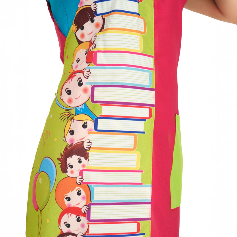 Estola para maestra fucsia niños y libros Lacla - Uniformes escuelas y guarderías