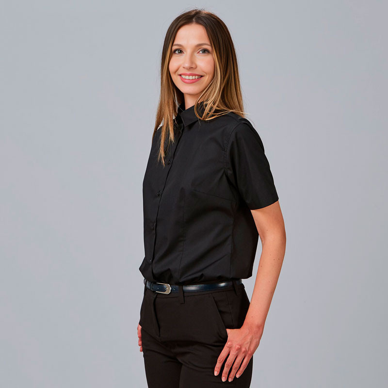 Camisa hostelería mujer mujer de manga corta negra  - Gary's