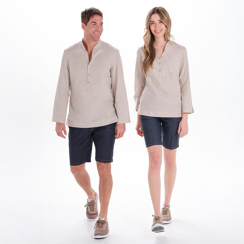 Camisa ibicenca mujer Arenasmar beige - Dyneke