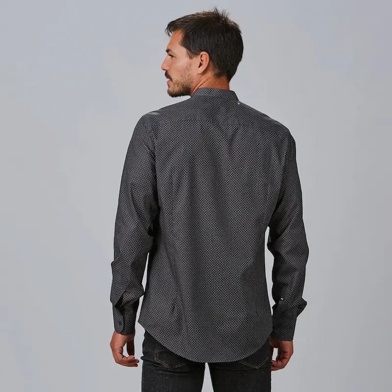Camisa de hombre Leone Slim Fit gris marengo Amebas - Gary's 299300